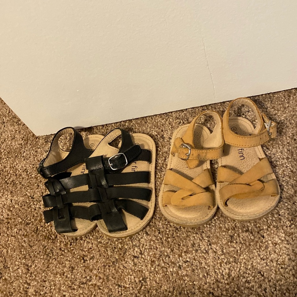 Piper Finn Black and Tan Sandals Toddler Girl Size 6